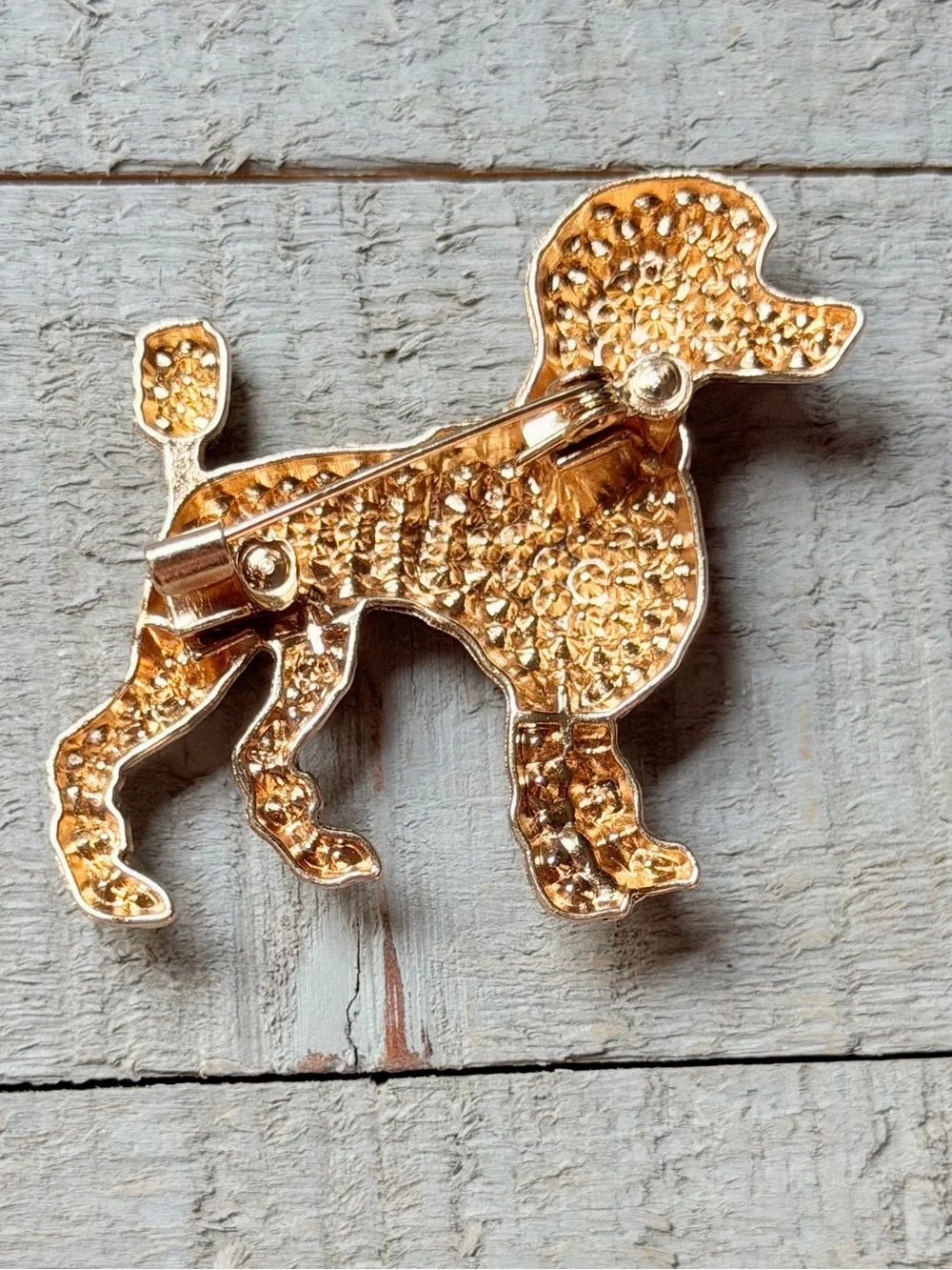 Poodle Brooch w/clear rhinestones